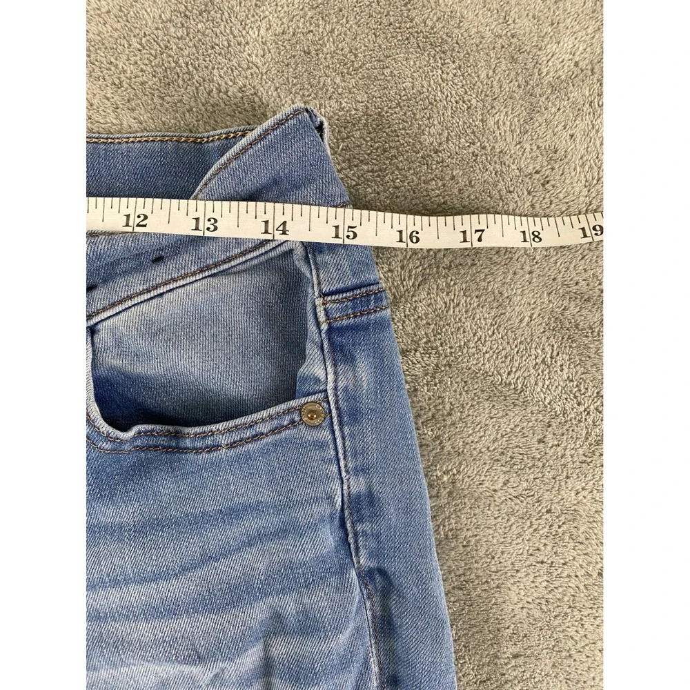 Express Jeans Ankle Legging High Rise Distressed Raw Hem Light Wash Blue 6R